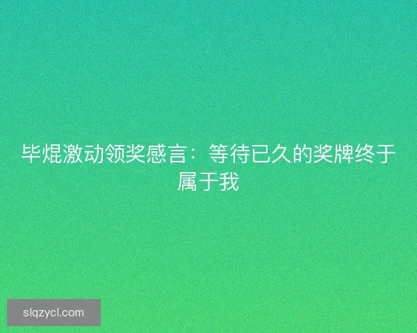 毕焜激动领奖感言：等待已久的奖牌终于属于我